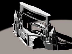 generative design of a multimedia stage in Milan, axonometric view