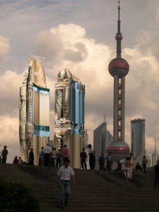 Shanghai with generated towers 1