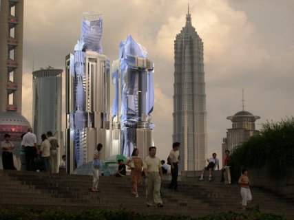 Shanghai with generated towers 2