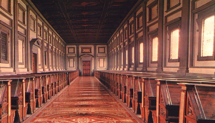 Immagine della biblioteca laurenziana, scorcio prospettico d'interno