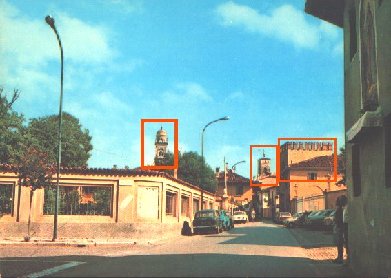 vista da via Vittorio Emmanuele II dei campanili e delle parti alte di Vimecate.